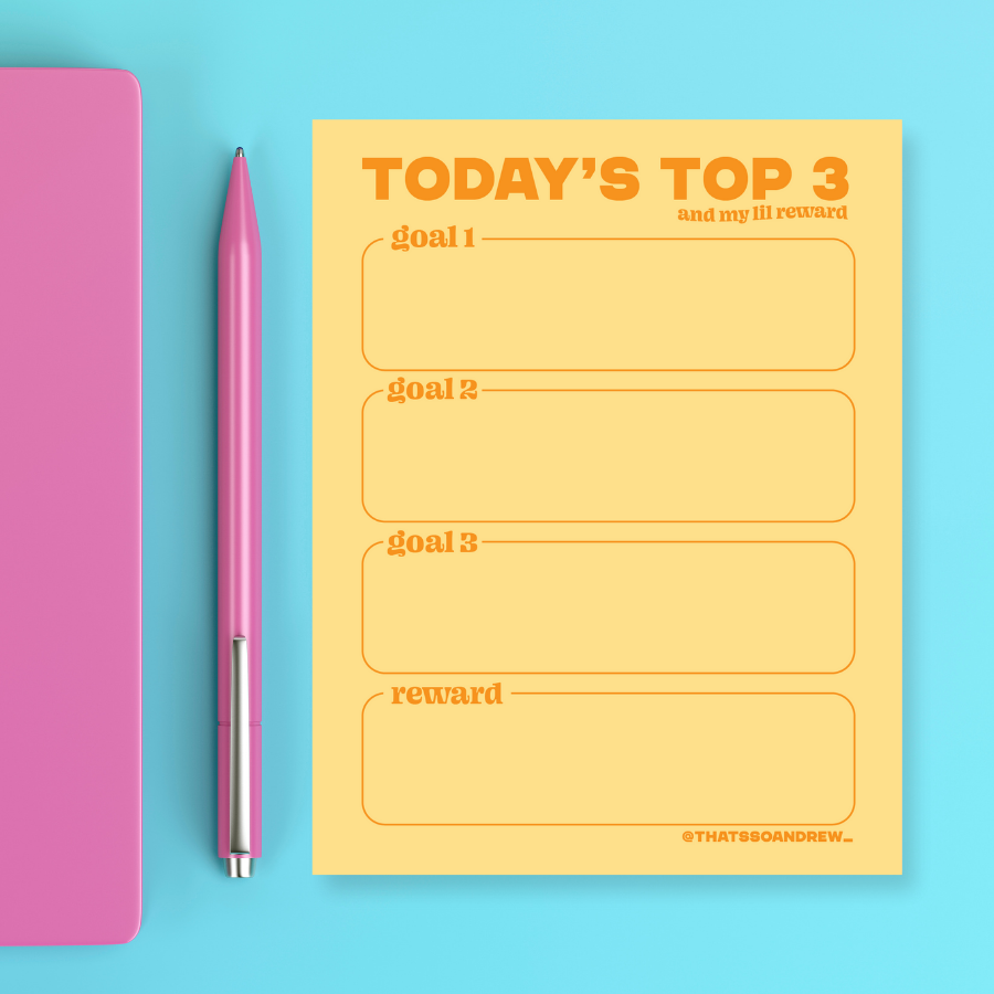 Today's Top 3 Goals - Snarky & Funny Notepad