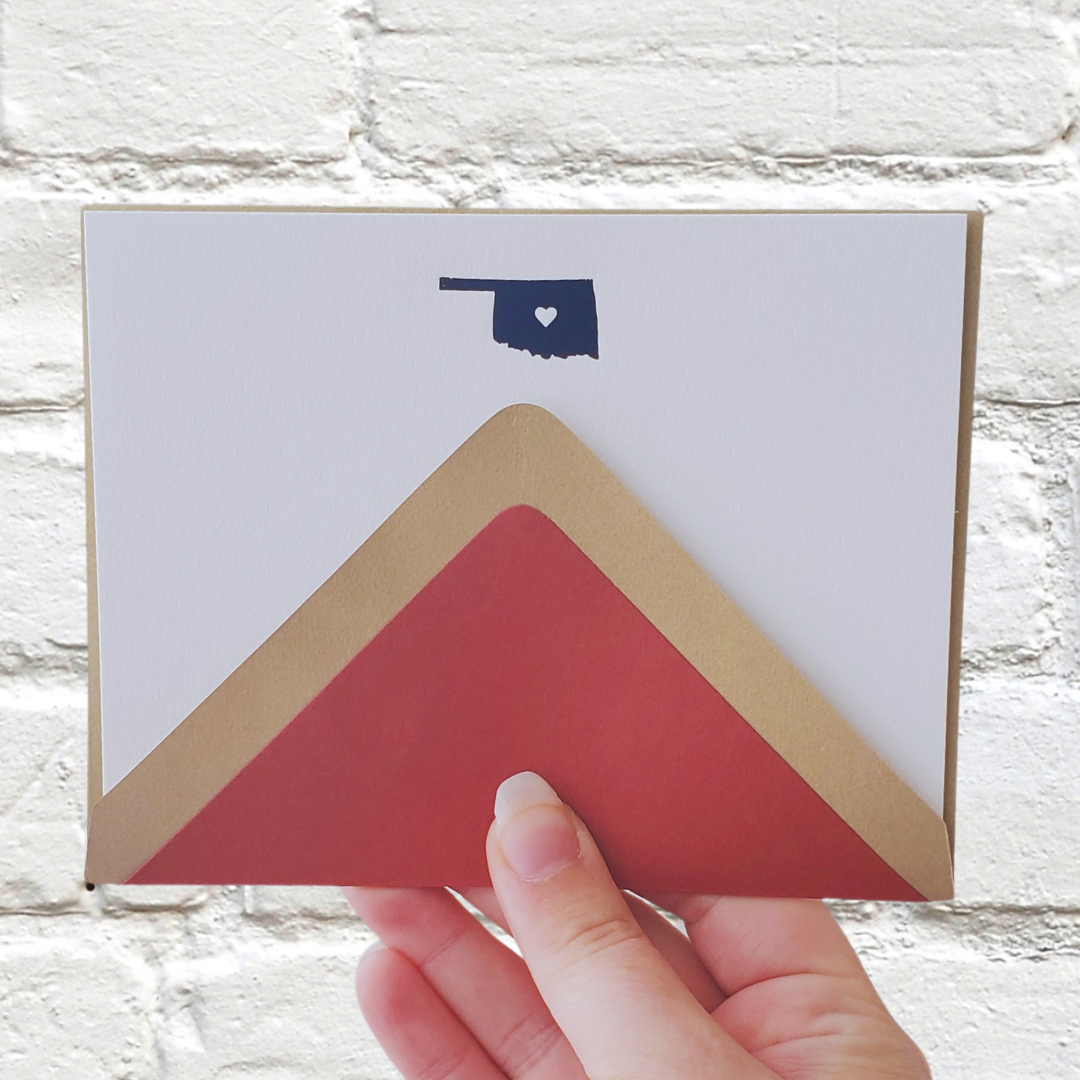 Oklahoma Navy Foil Flat Notecard Set