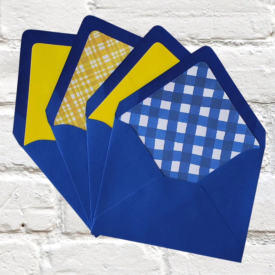 Grad Cap Blue Foil Flat Notecard Set