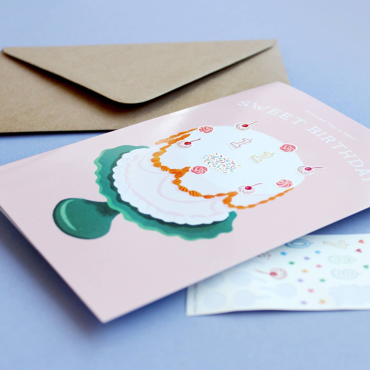 Inklings Paperie - Sticker Scene Card - Decorate a Cake