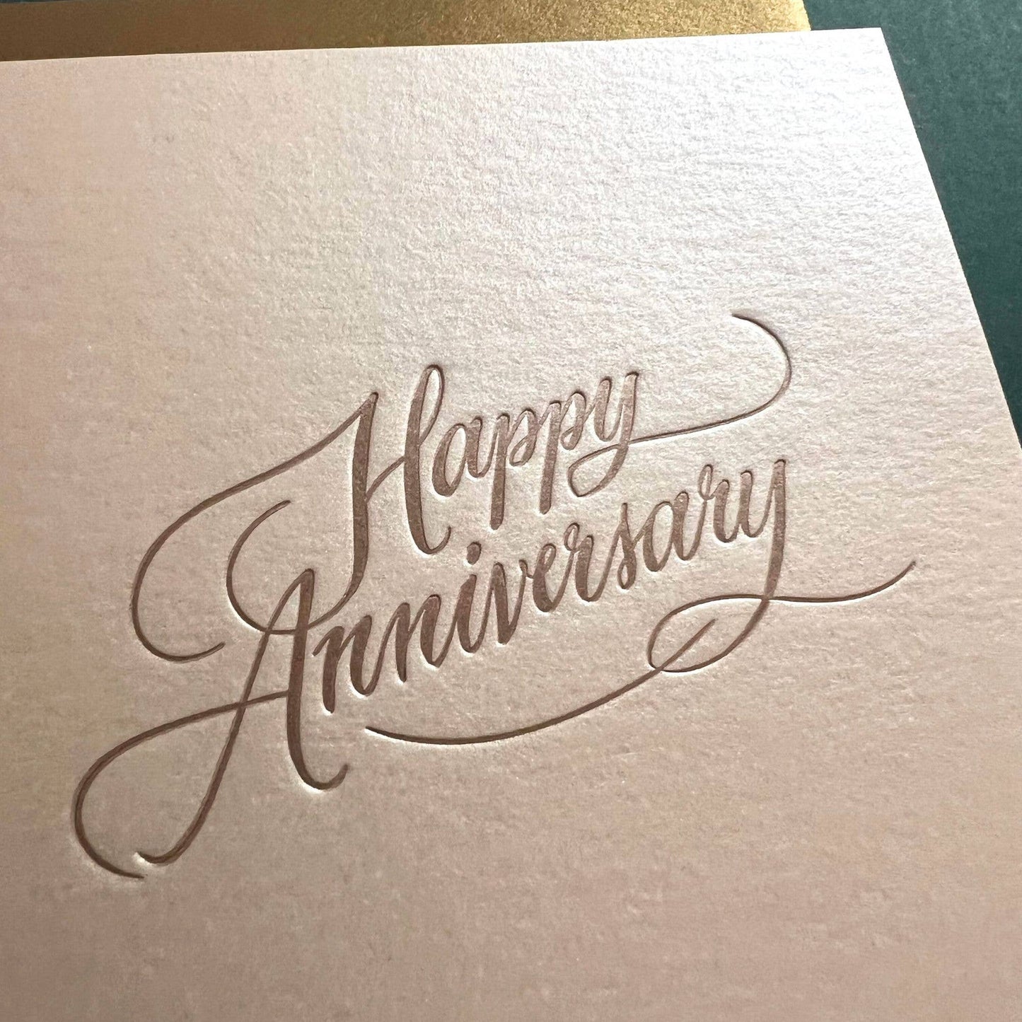 Antique Gold Happy Anniversary - Greeting Card