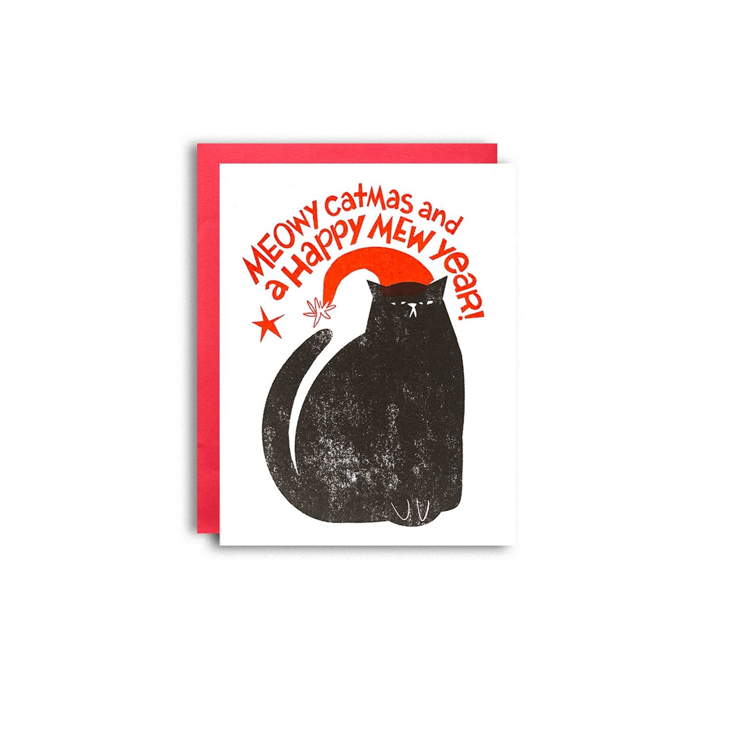 Pier Six Press - Meowy Catmasl - Christmas Risograph Holiday Card