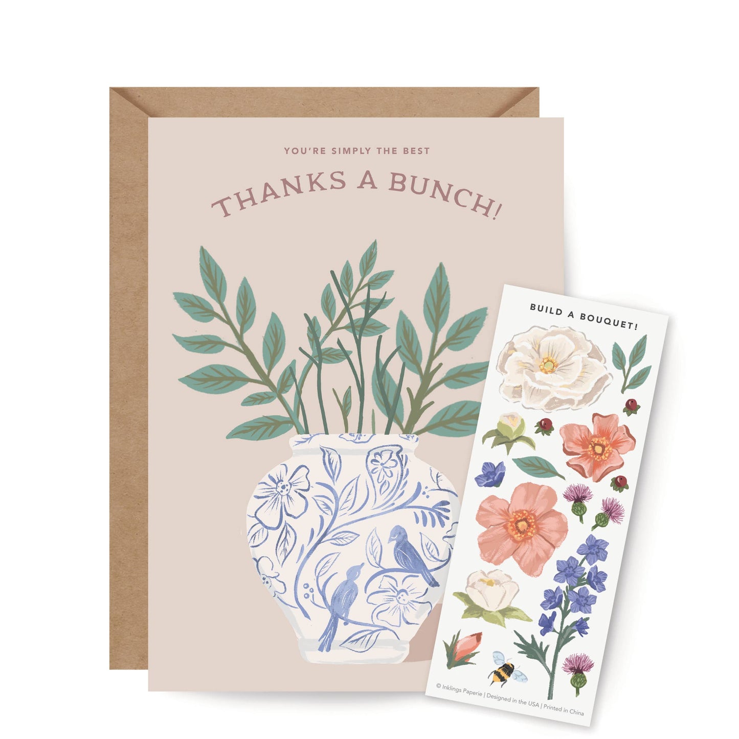 Inklings Paperie - Sticker Scene Card - Thank You Bouquet