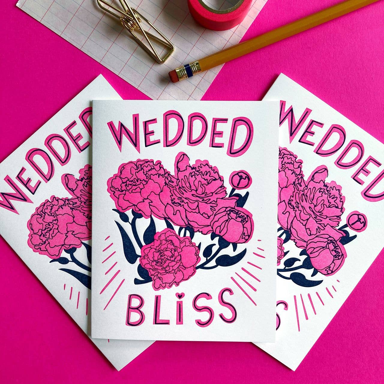 Pier Six Press - Wedded Bliss Peony - Letterpress Greeting Card