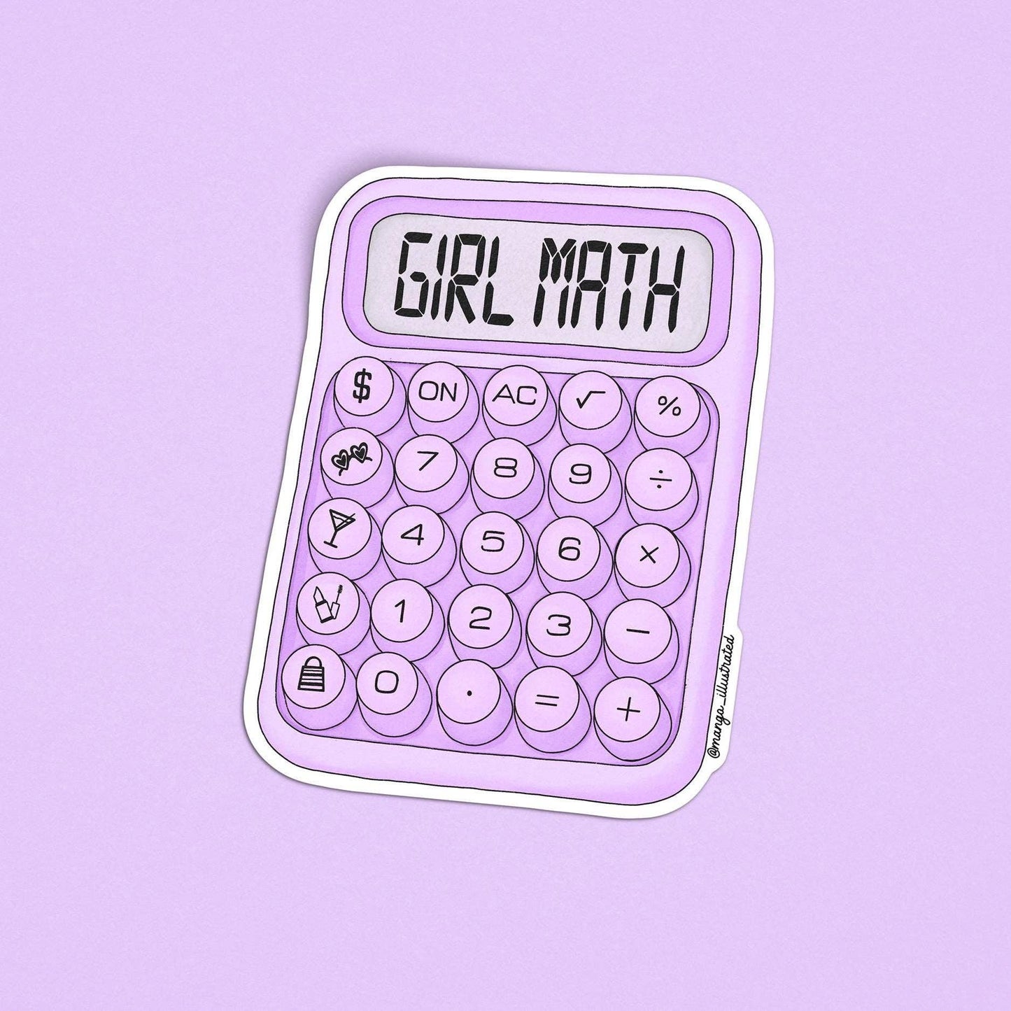 MangoIllustrated - Girl math calculator sticker