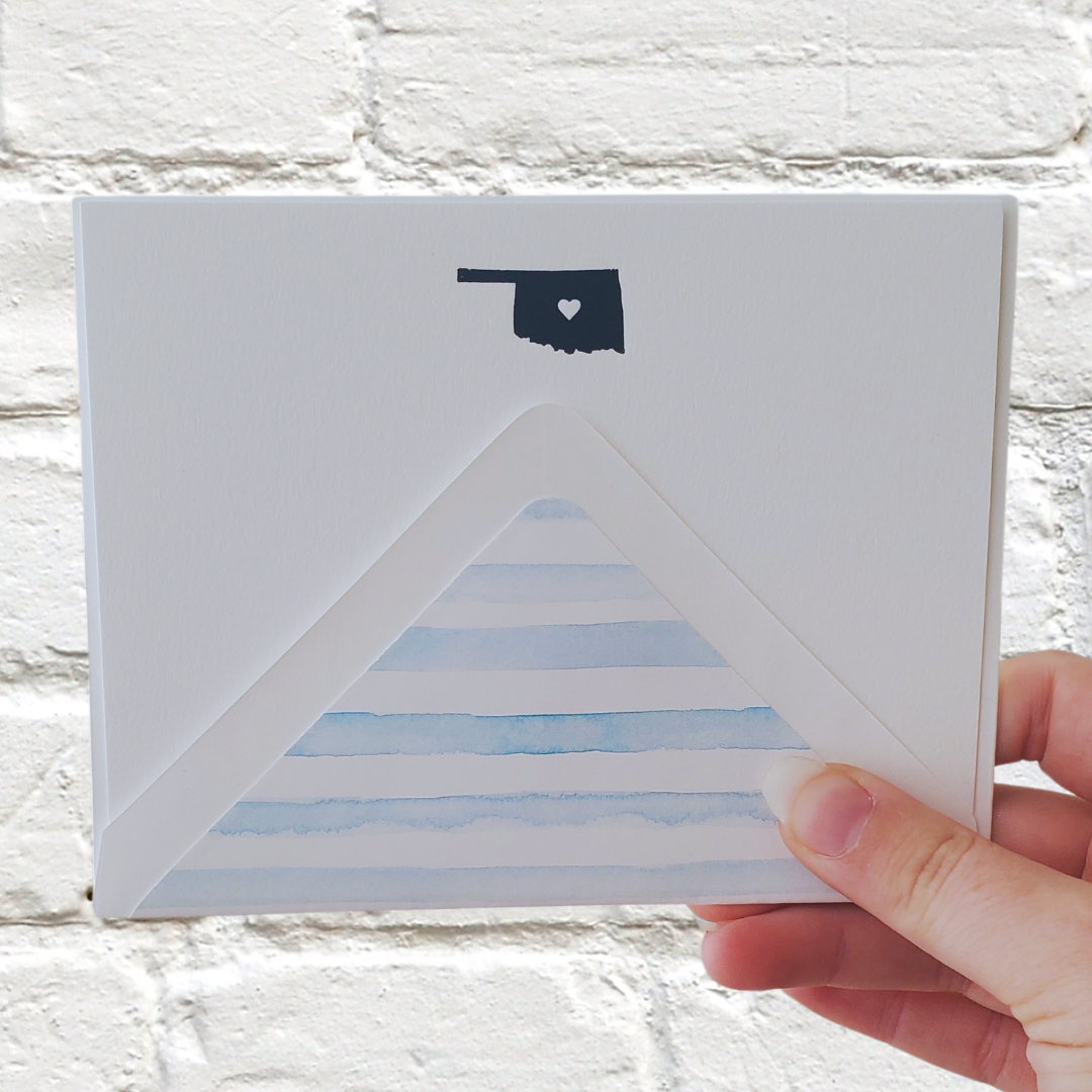 Oklahoma Navy Foil Flat Notecard Set
