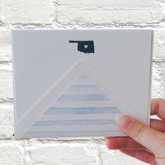 Oklahoma Navy Foil Flat Notecard Set