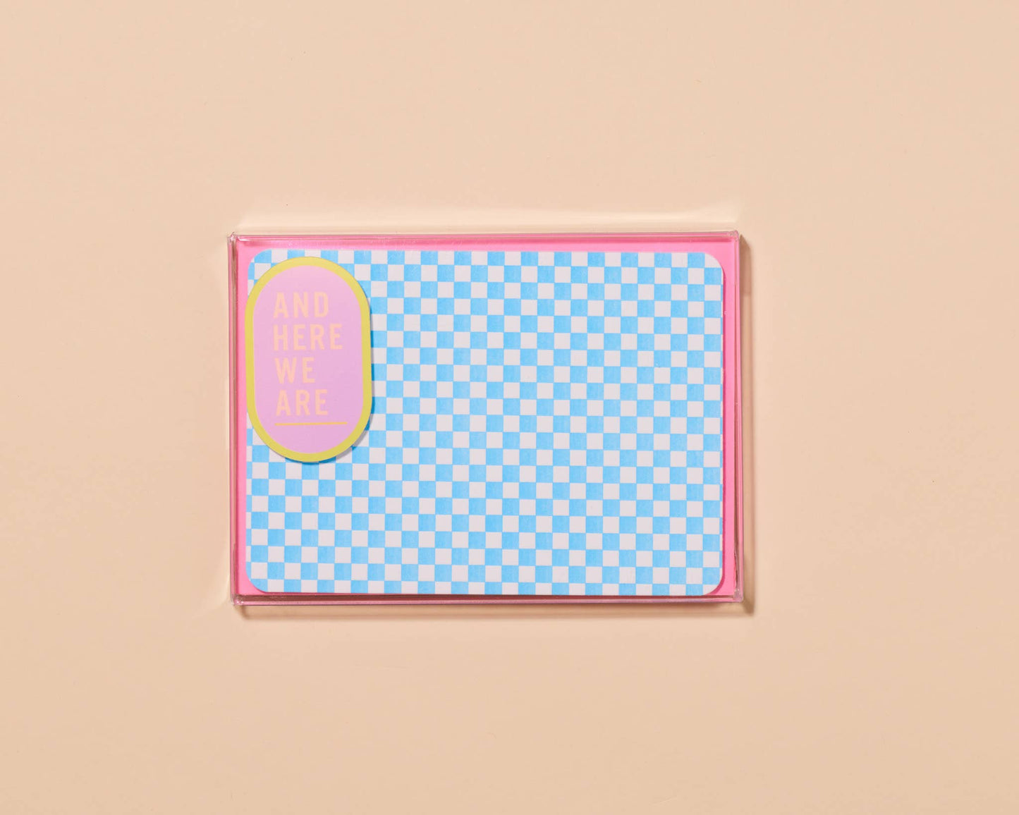 And Here We Are - Small Check Notecard Set of 8 - y2k checkerboard pattern