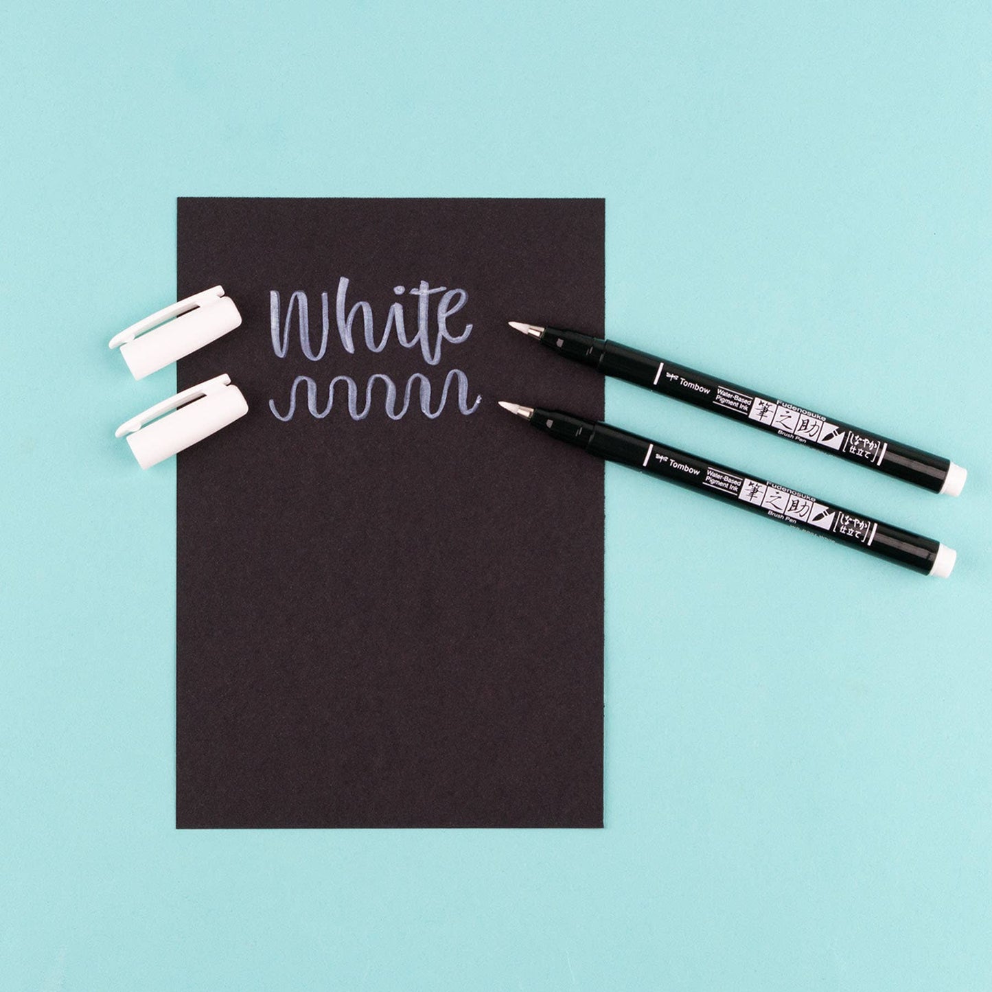 Tombow - WHITE Fudenosuke Calligraphy Brush Pens (set of 2)