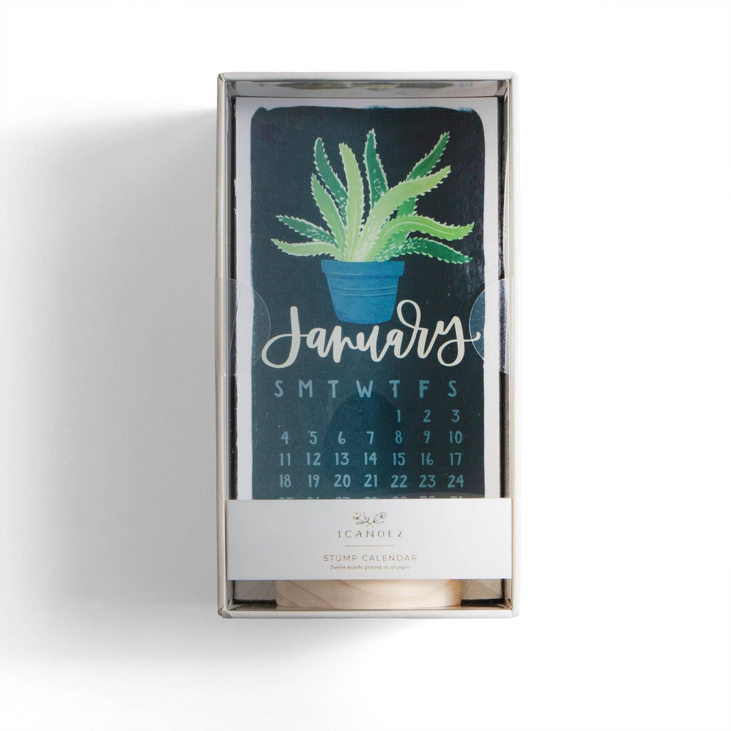 1canoe2 | One Canoe Two Paper Co. - Potted Plants 2026 Mini Desk Calendar with Wooden Block