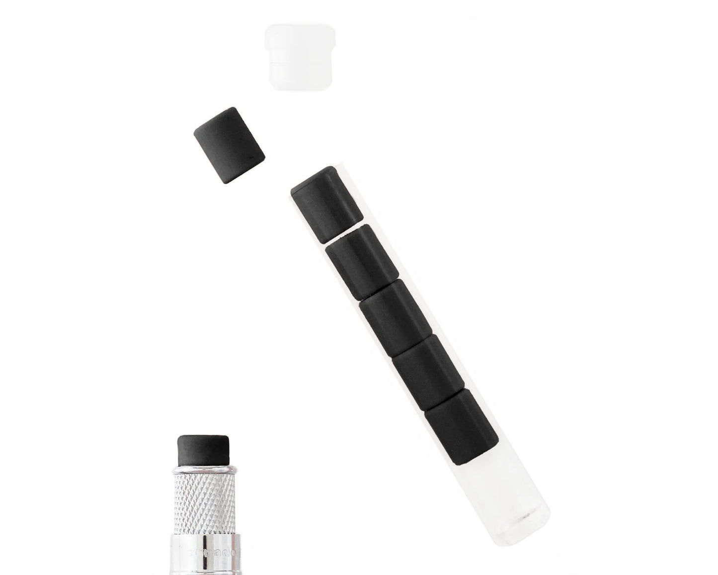 Black Erasers - Set of 6 - Tornado Mechanical Pencil Refill