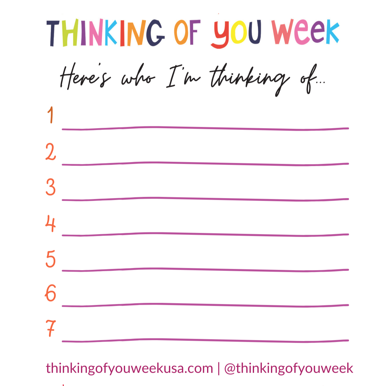Thinking of You Challenge Tracker