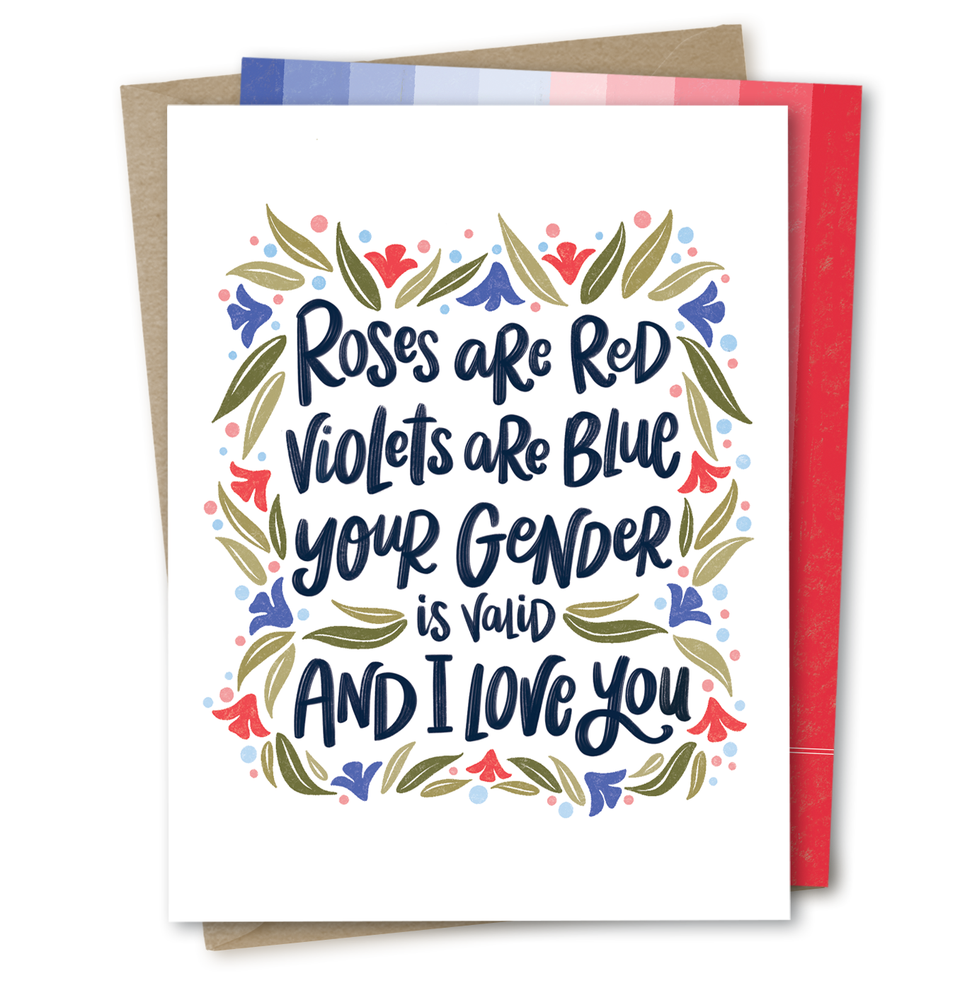The Noble Paperie - Roses Are Red | LGBTQ+ Transgender Valentine's Day Love Card