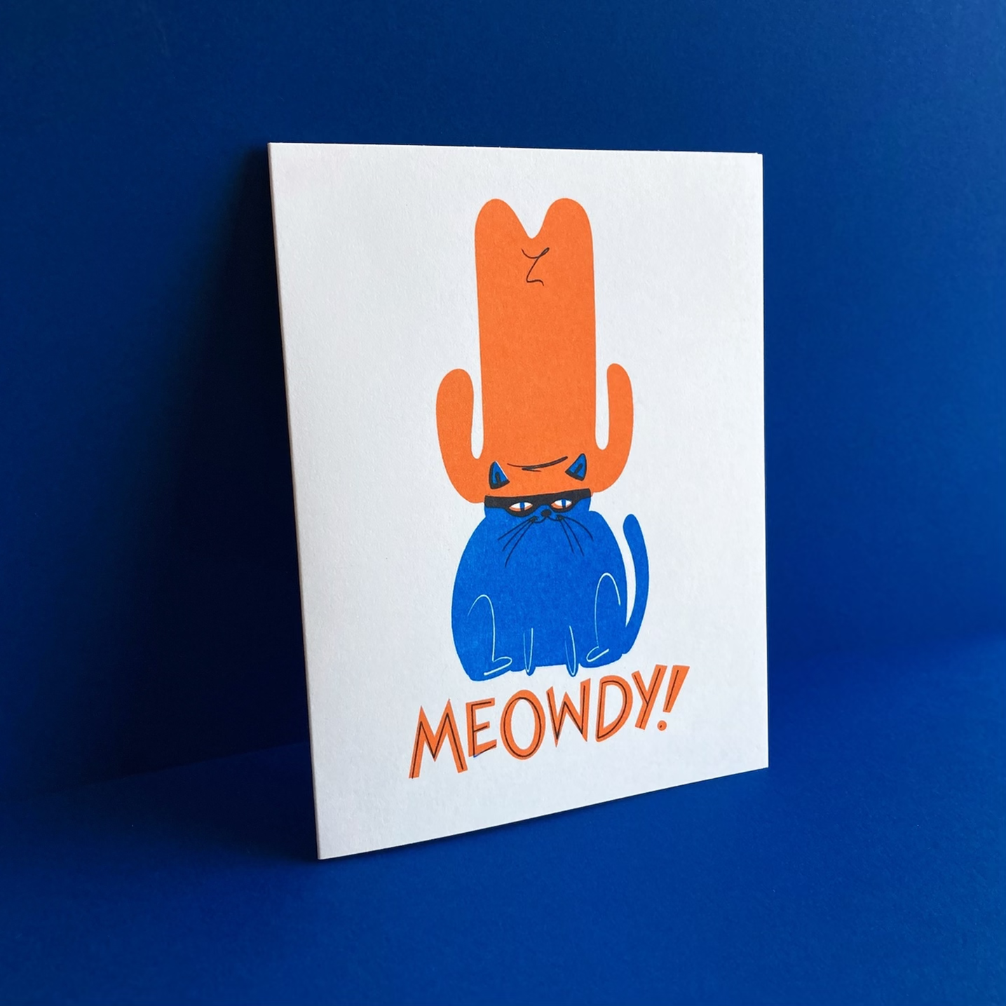 Pier Six Press - Meowdy Cat - Fun Risograph Greeting Card