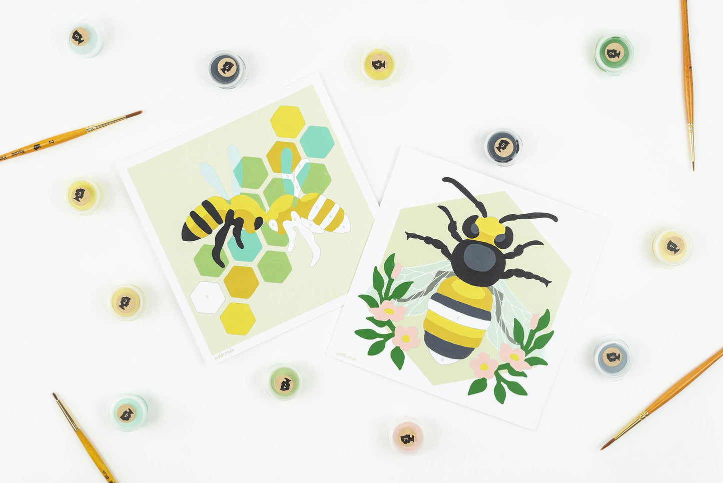 Elle Crée (She Creates) - Bee with Floral Garland MINI Paint-by-Number Kit