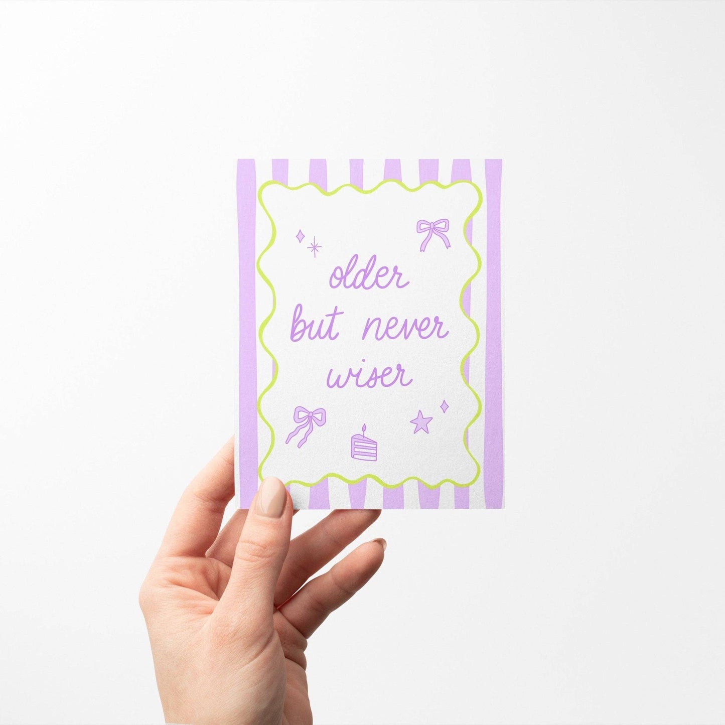 MangoIllustrated - Older But Never Wiser birthday card