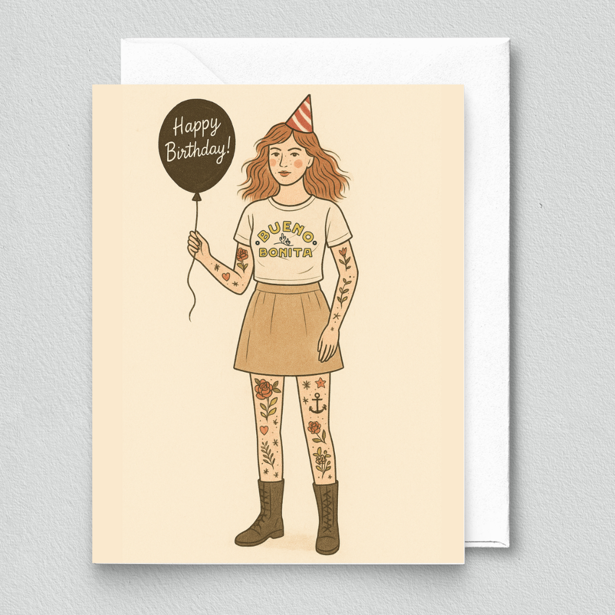 inviting affairs paperie - Happy Birthday Card – Tattoo Girl Art for Fierce Friends