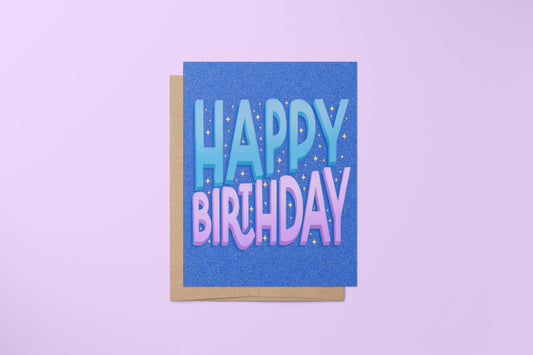 MangoIllustrated - Happy Birthday card - Sparkles
