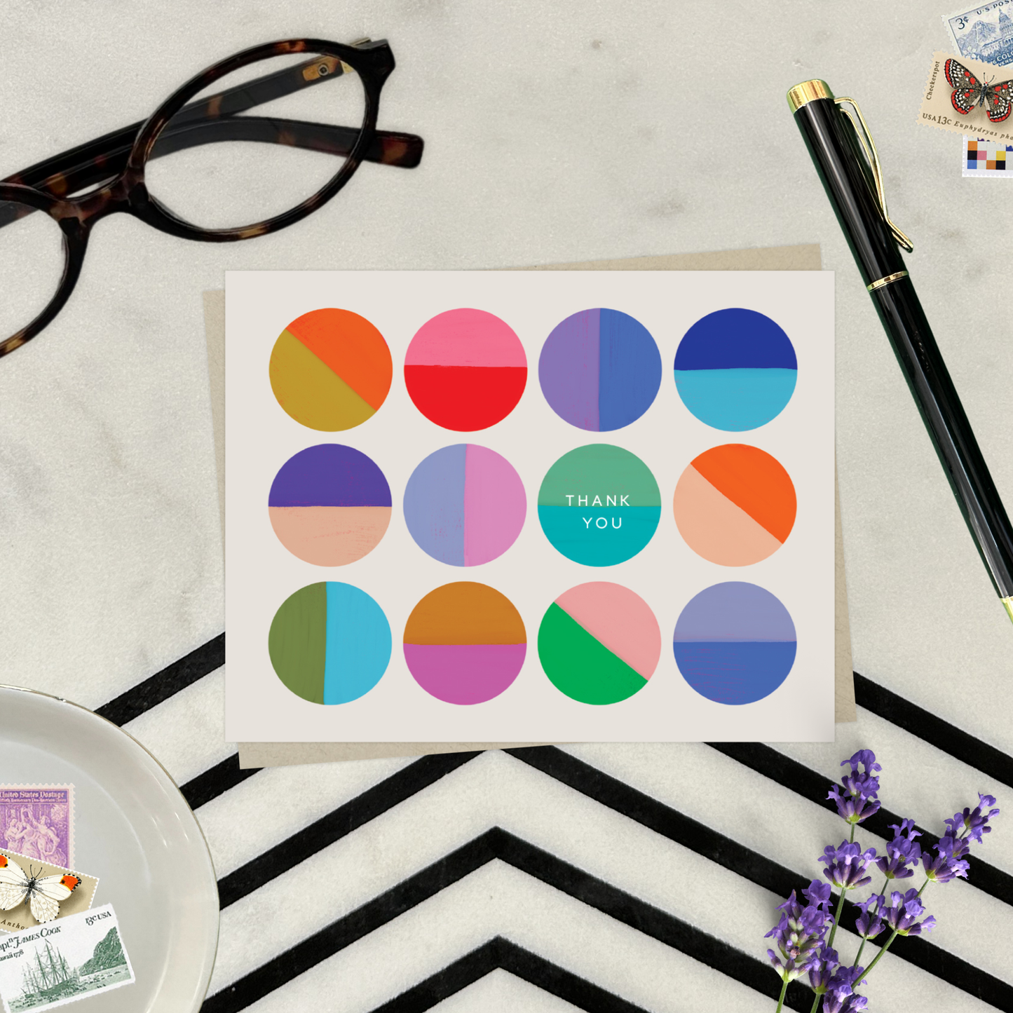 Barone and Co. - Colorful Circles Thank You Card