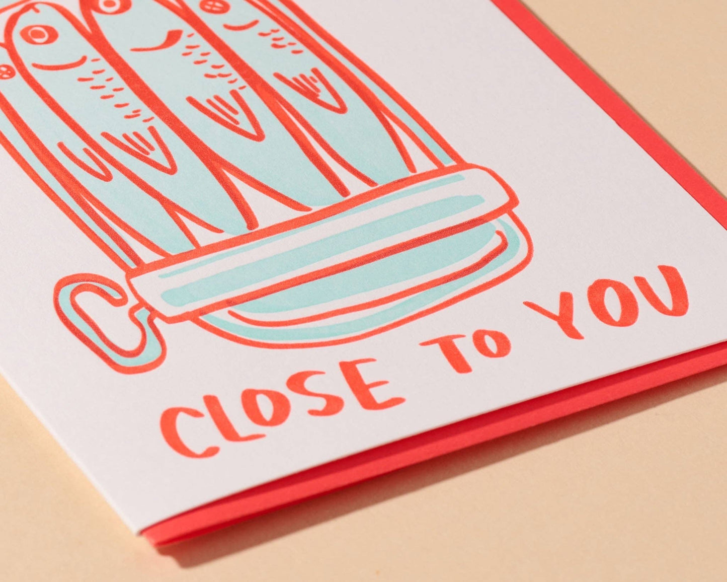 And Here We Are - Sardine Love Letterpress Card - Foodie Grocery Spring Easter