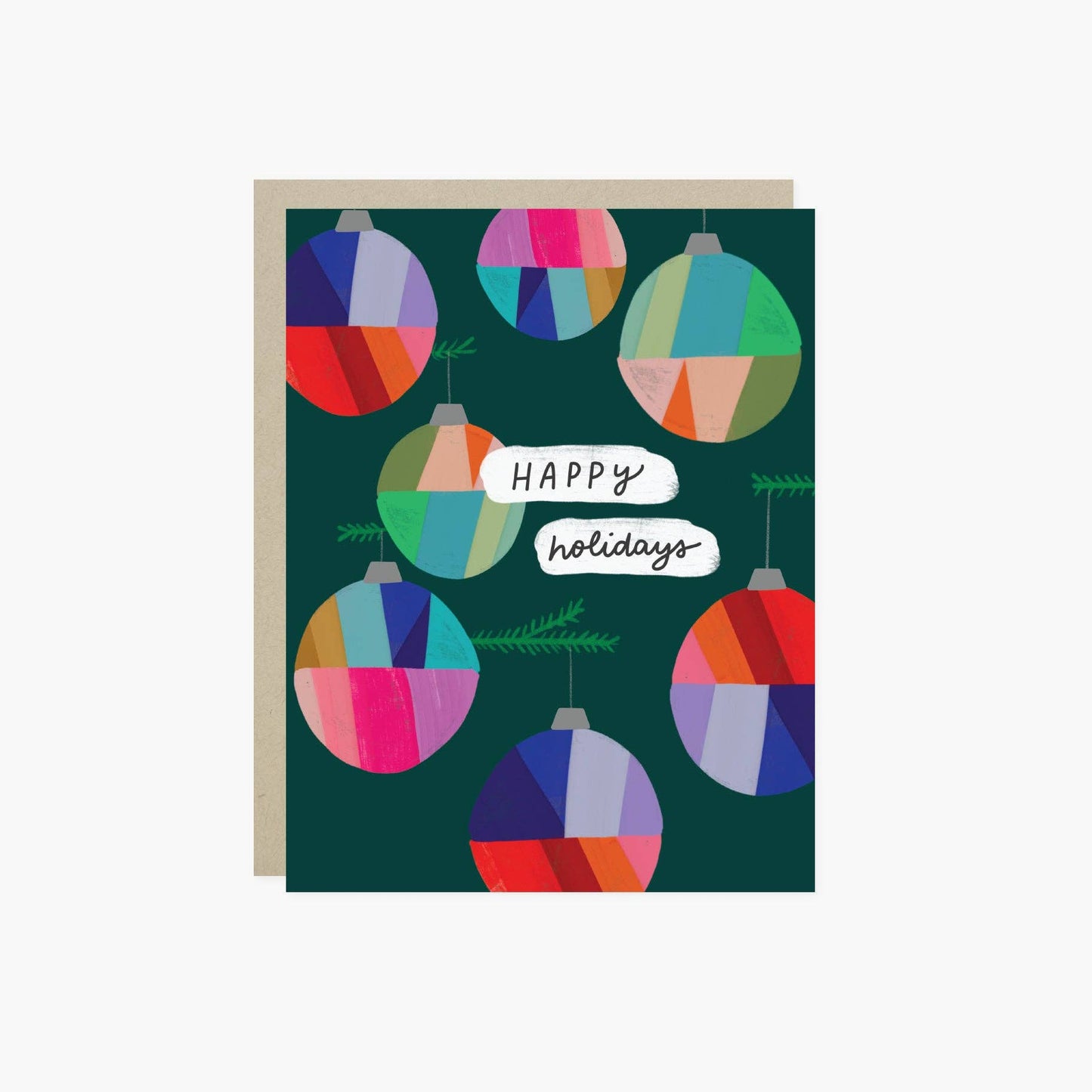 Barone and Co. - Colorful Ornaments Green Holiday Card
