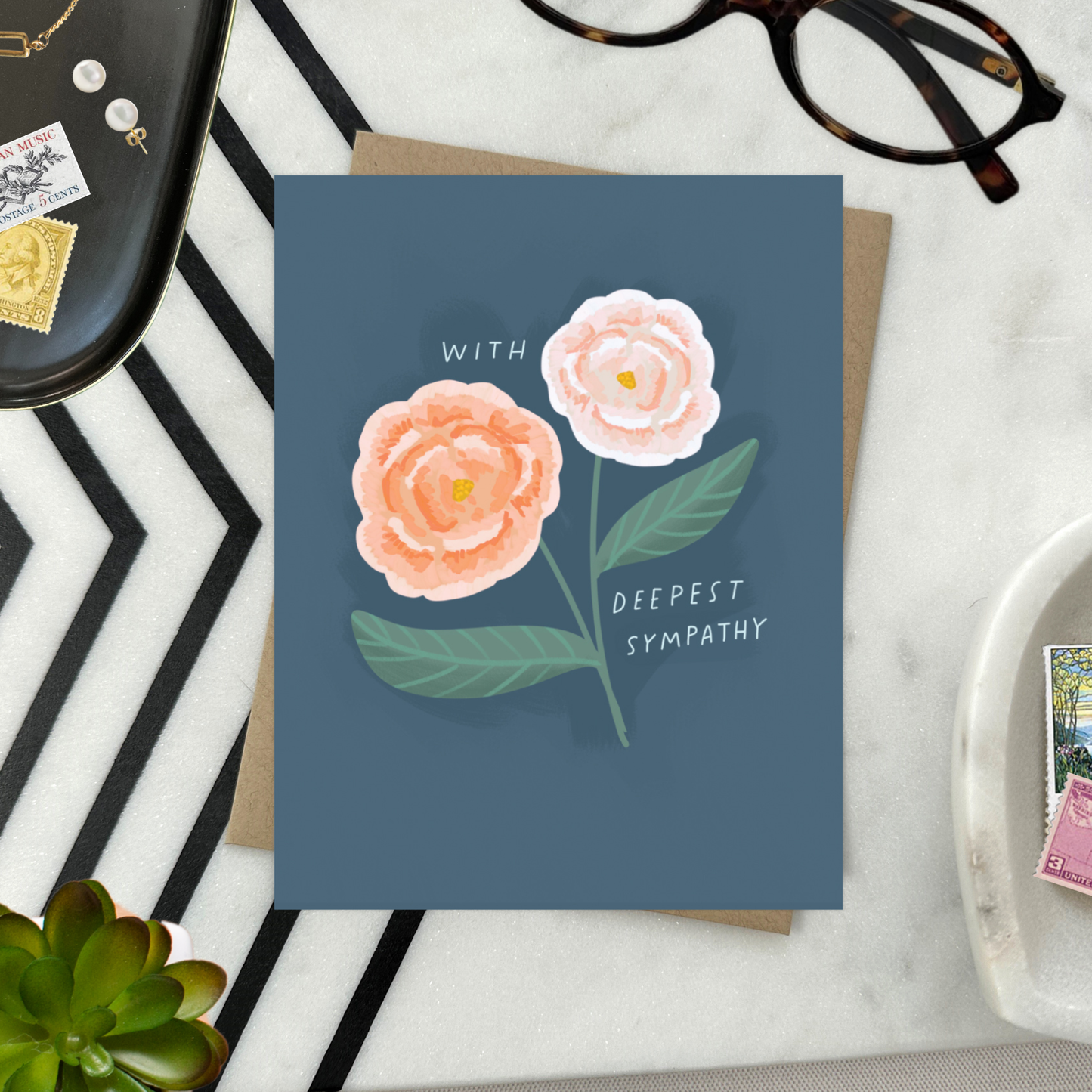 Barone and Co. - Peach Flowers Sympathy Card