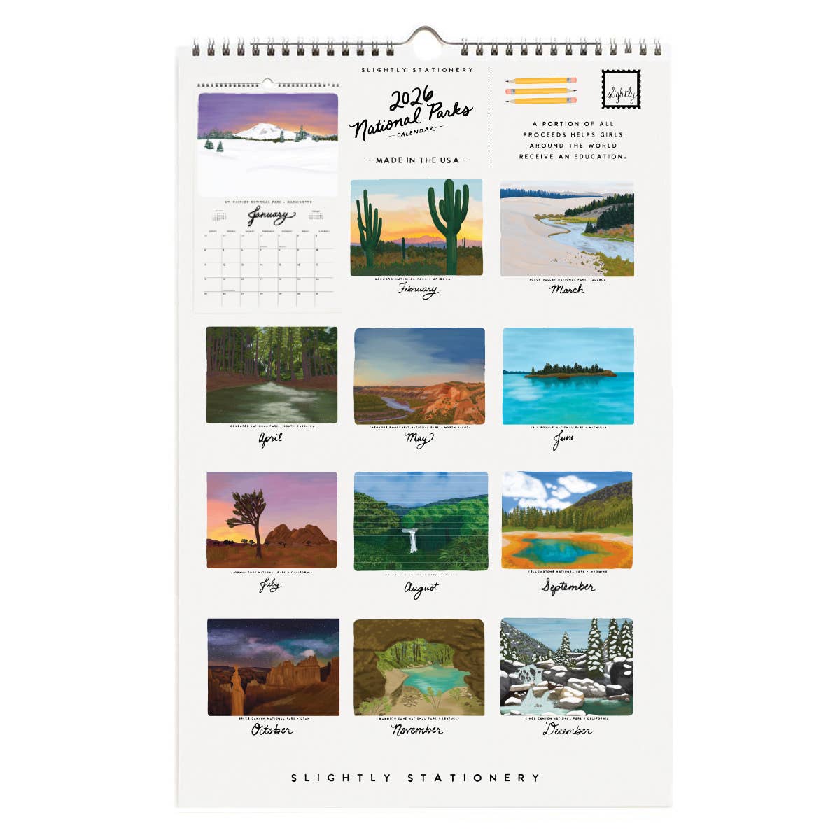 Slightly Stationery - 2026 National Parks Appointment Calendar