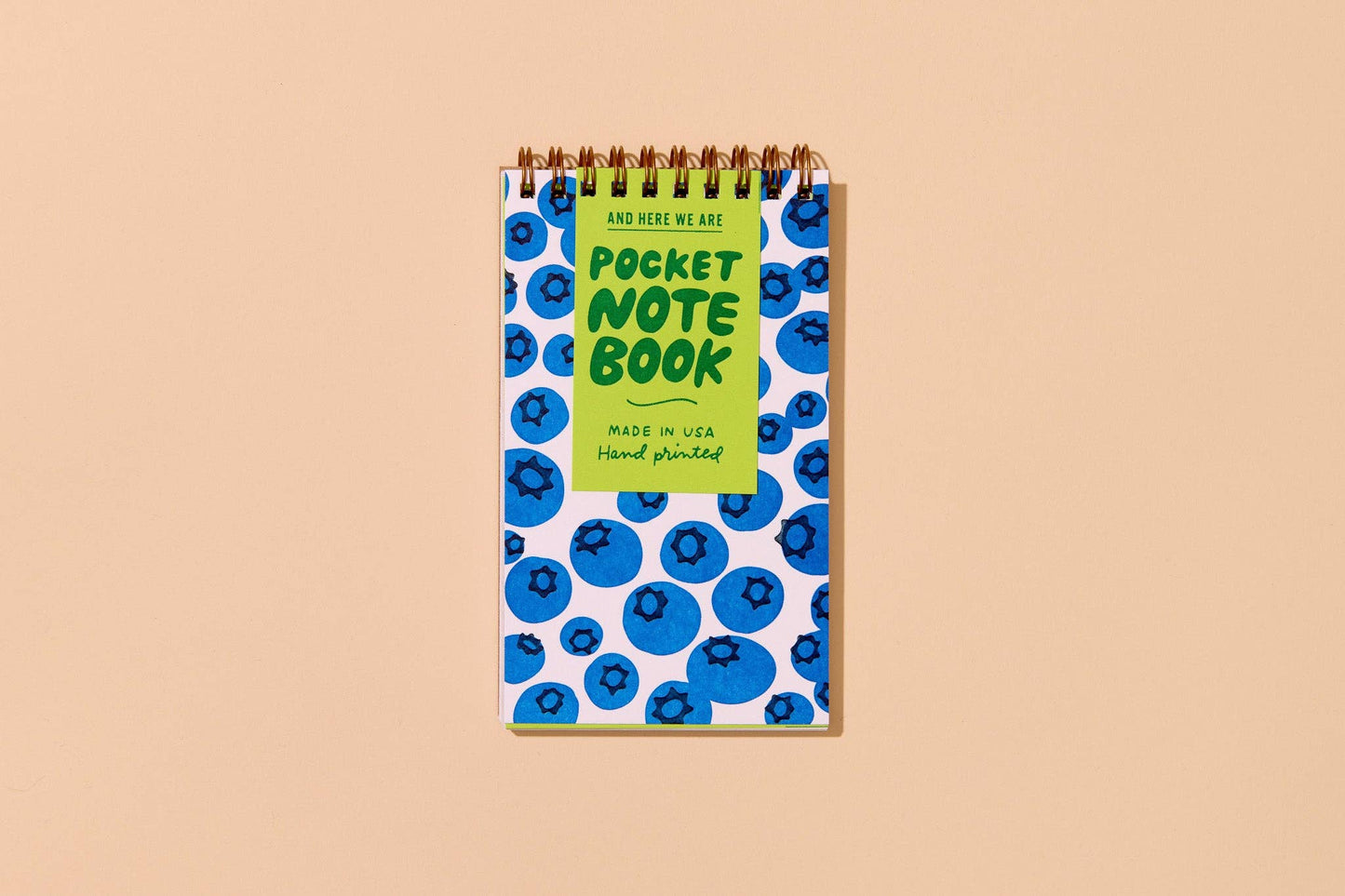 And Here We Are - Blueberries Letterpress Spiral Pocket Size Notebook