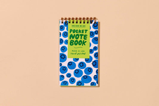 And Here We Are - Blueberries Letterpress Spiral Pocket Size Notebook