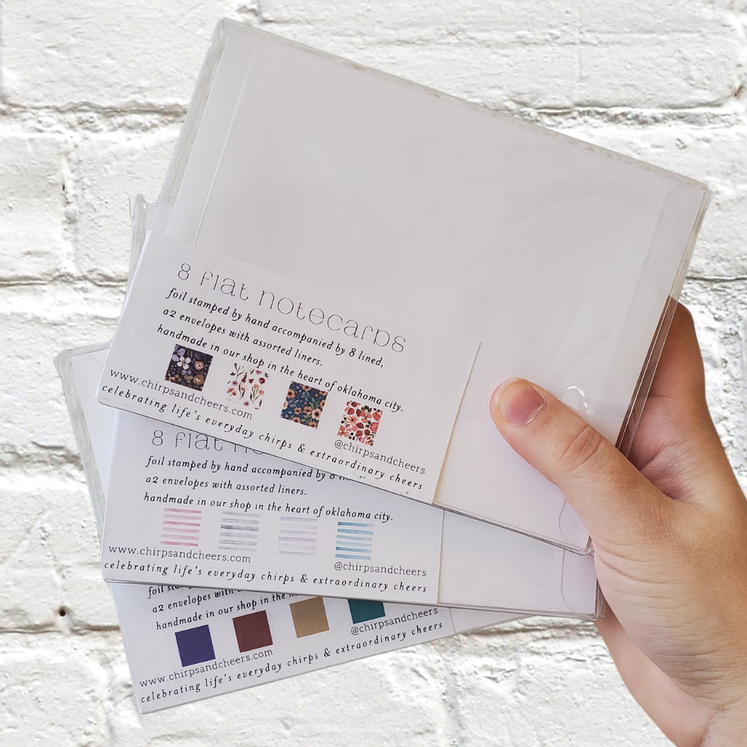 Oklahoma Navy Foil Flat Notecard Set