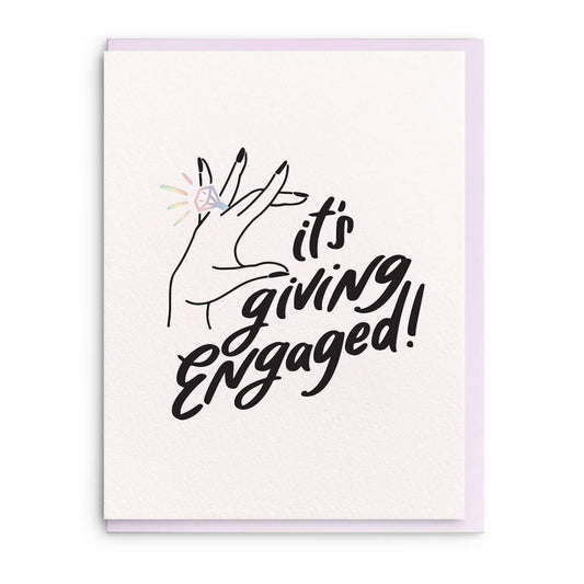 Dahlia Press - Giving Engaged - Letterpress Engagement Greeting Card