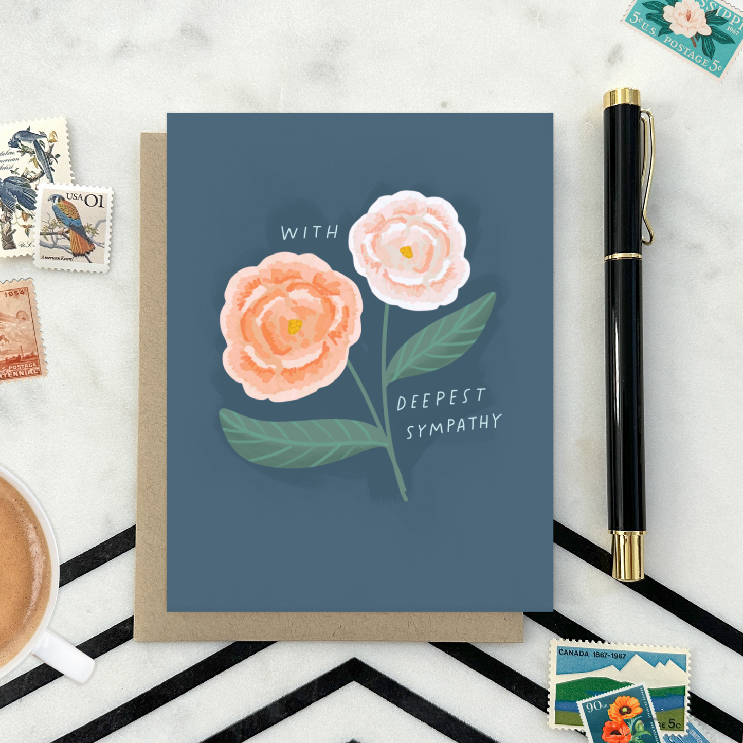 Barone and Co. - Peach Flowers Sympathy Card