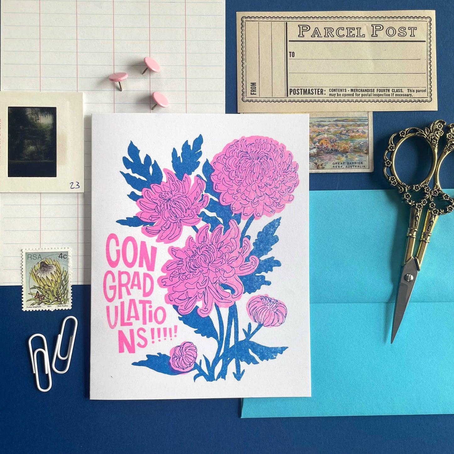 Pier Six Press - Con"grad"s Mums - Fun Risograph Greeting Card