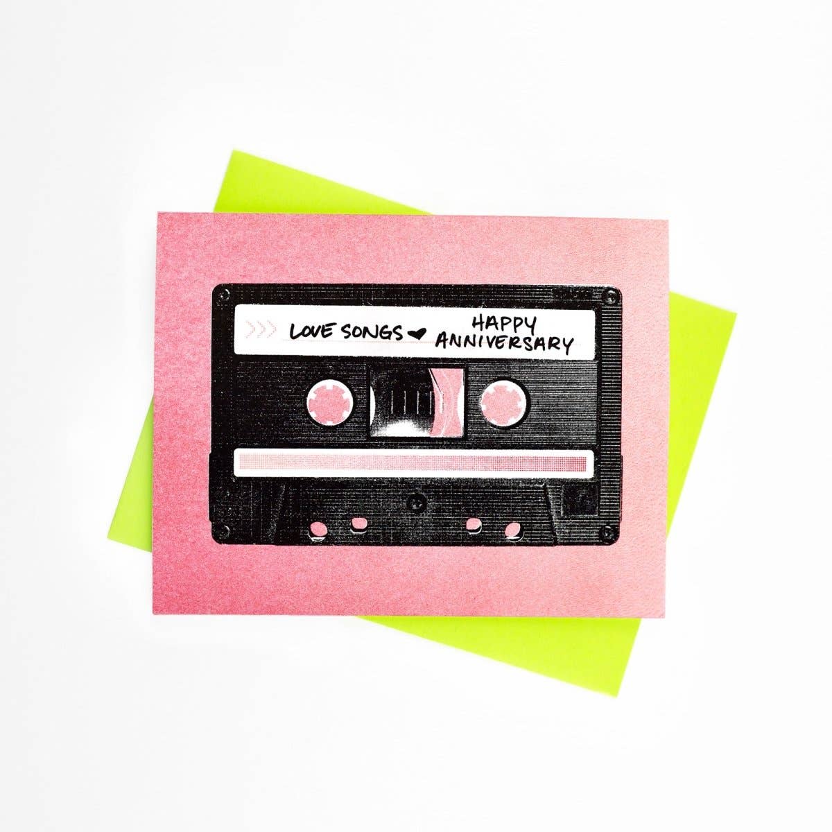 Next Chapter Studio - Cassette Love Songs "Happy Anniversary - Risograph Greeting Card