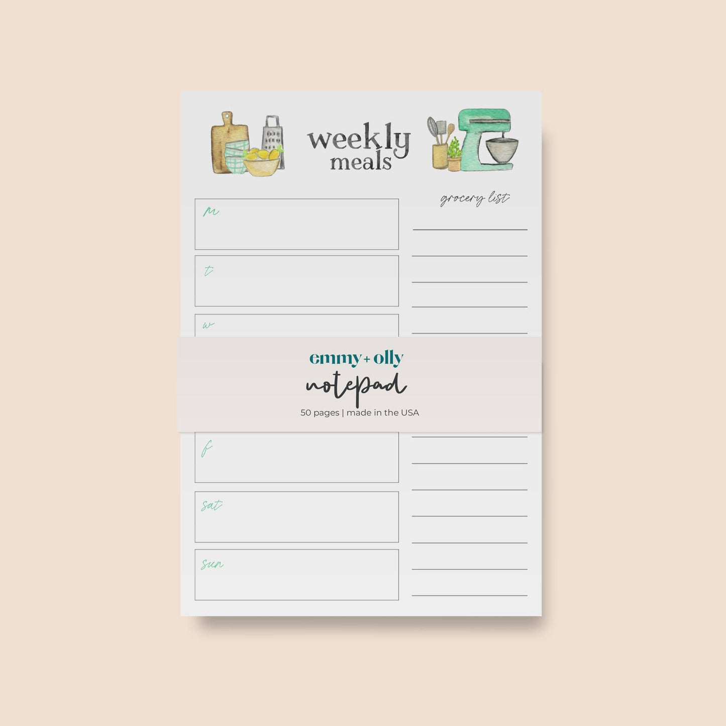 emmy+olly - Notepad - Organized Weekly Meals Plans