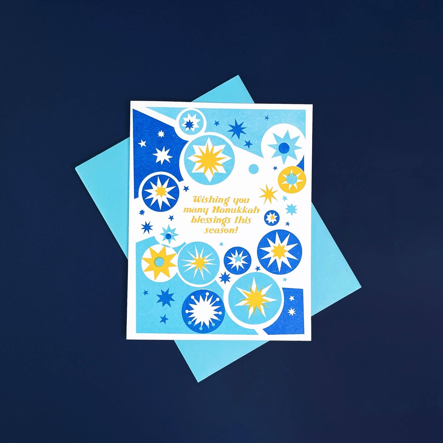 Pier Six Press - Hanukkah Blessings - Jewish Risograph Holiday Card