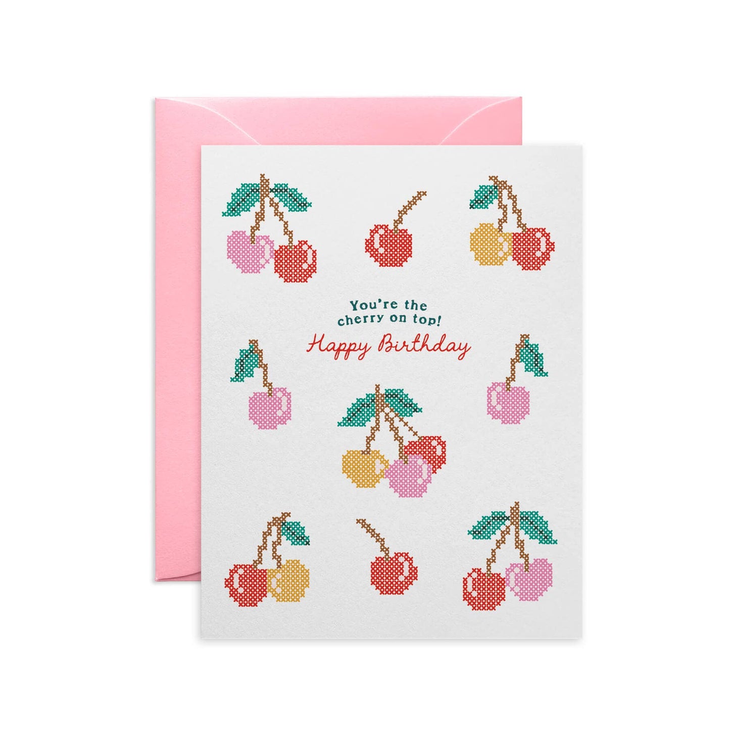 O.O.M.F Creative - Cherry Cross-Stitch Birthday Card