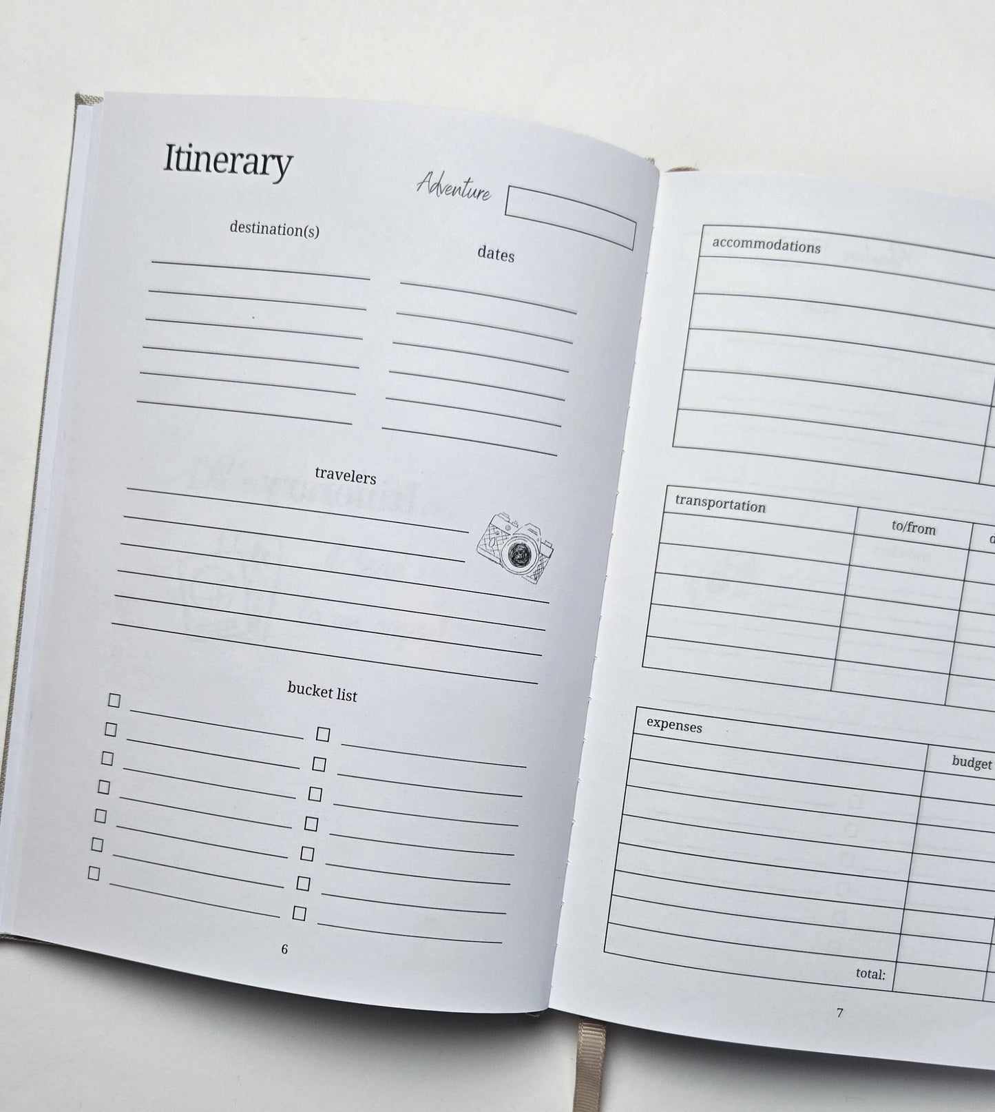 emmy+olly - Adventure Journal - Linen Customizable Travel Journal