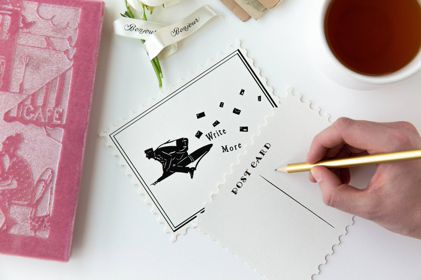 The First Snow - Stamp Shape Write More Letters Set of 6 Postcards