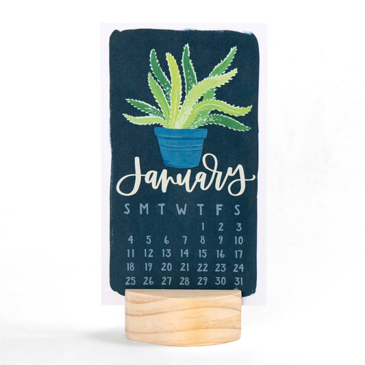 1canoe2 | One Canoe Two Paper Co. - Potted Plants 2026 Mini Desk Calendar with Wooden Block