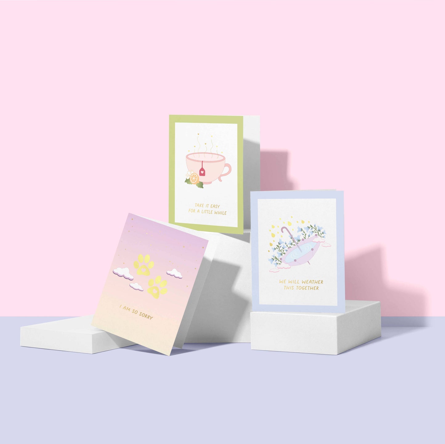 Sublime & Co. - Gold Foil I'm So Sorry Paw Prints Sympathy Card