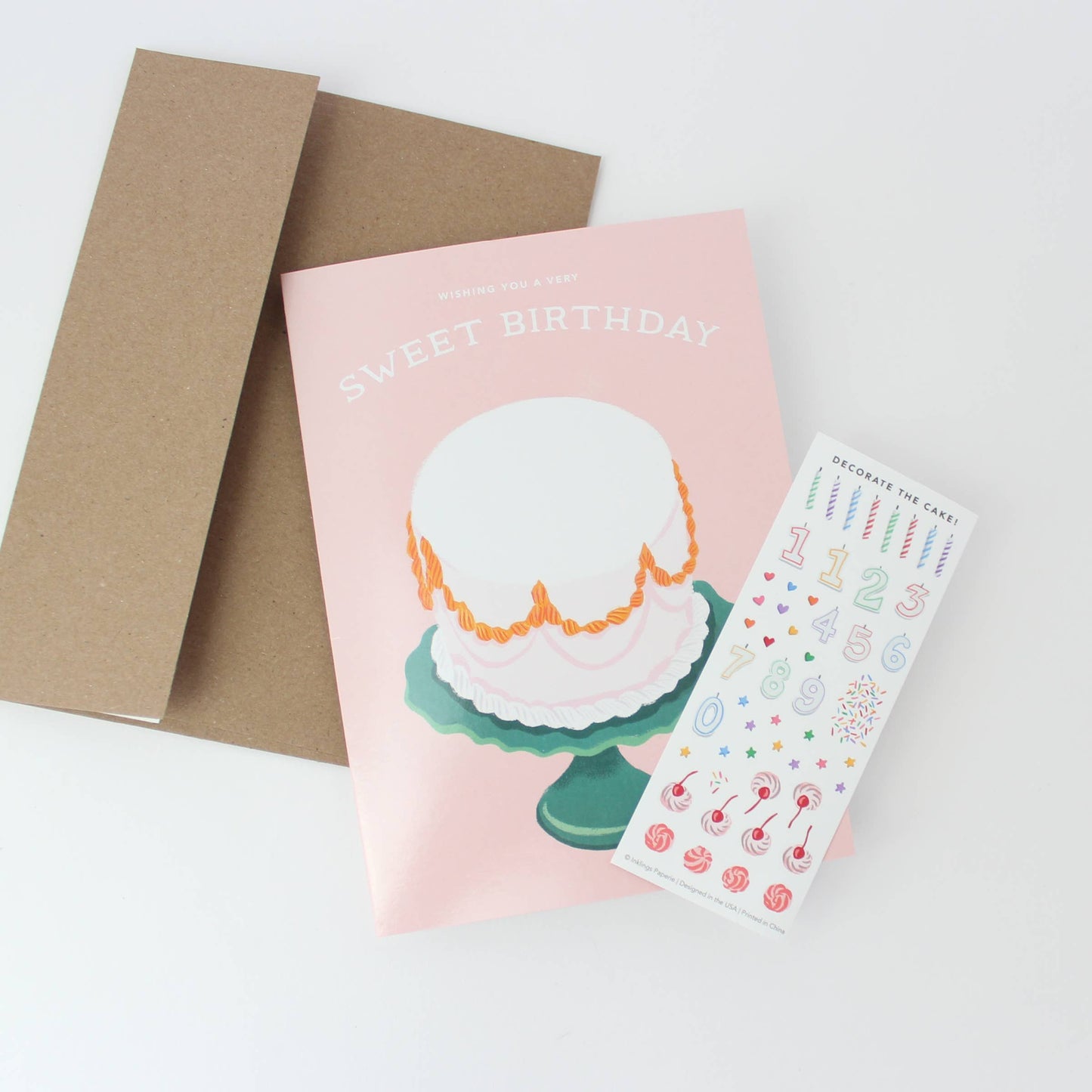 Inklings Paperie - Sticker Scene Card - Decorate a Cake