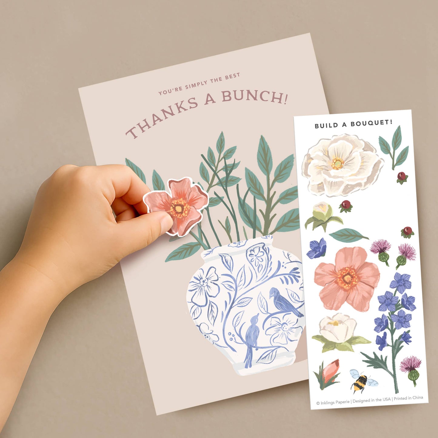 Inklings Paperie - Sticker Scene Card - Thank You Bouquet