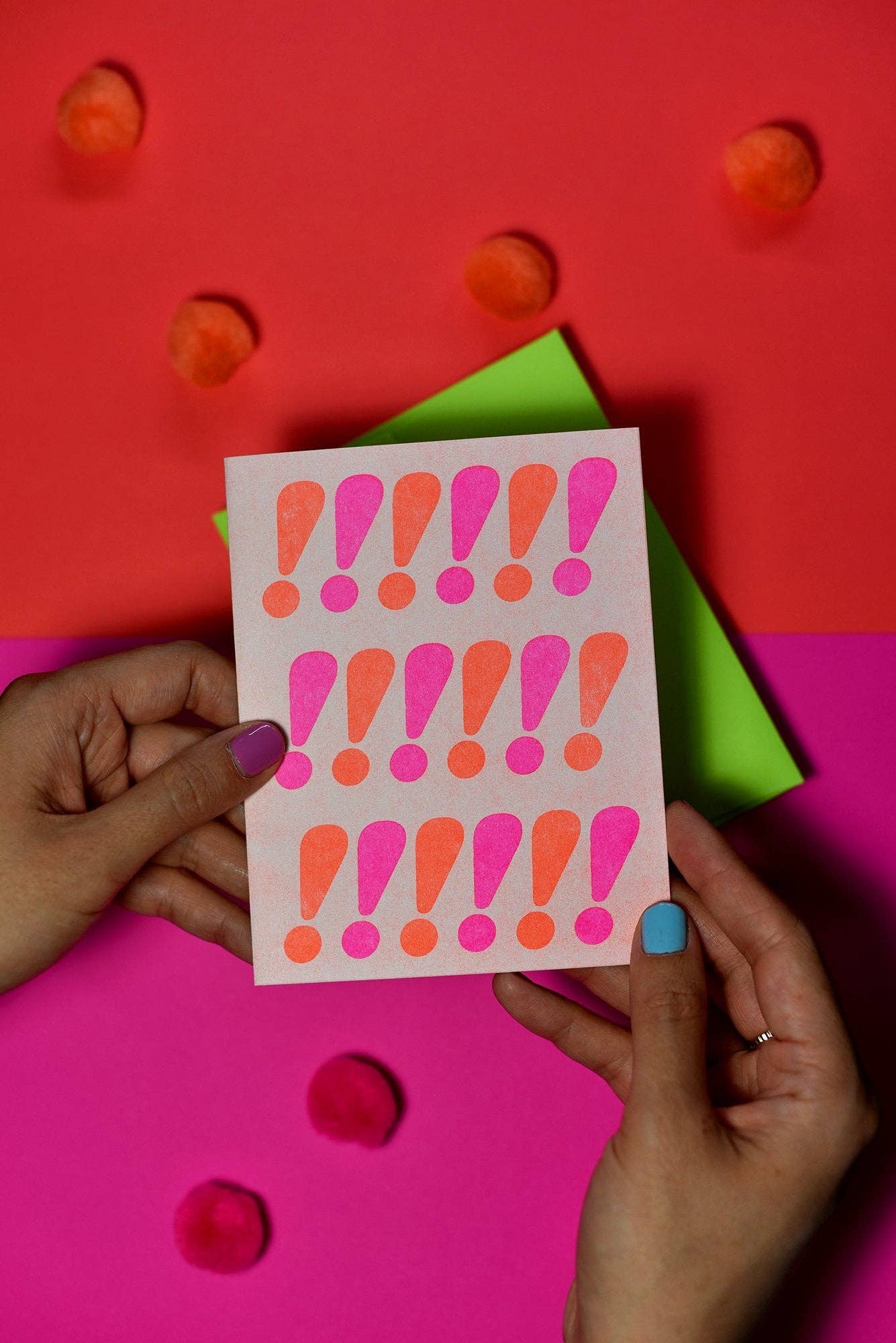 Next Chapter Studio - Exclamations Card - Neon Risograph Greeting Card
