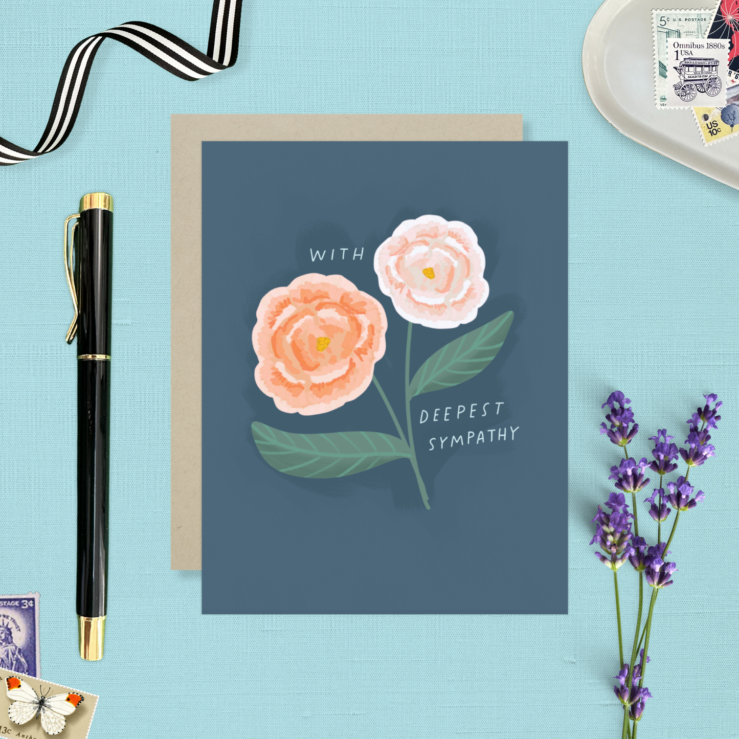 Barone and Co. - Peach Flowers Sympathy Card