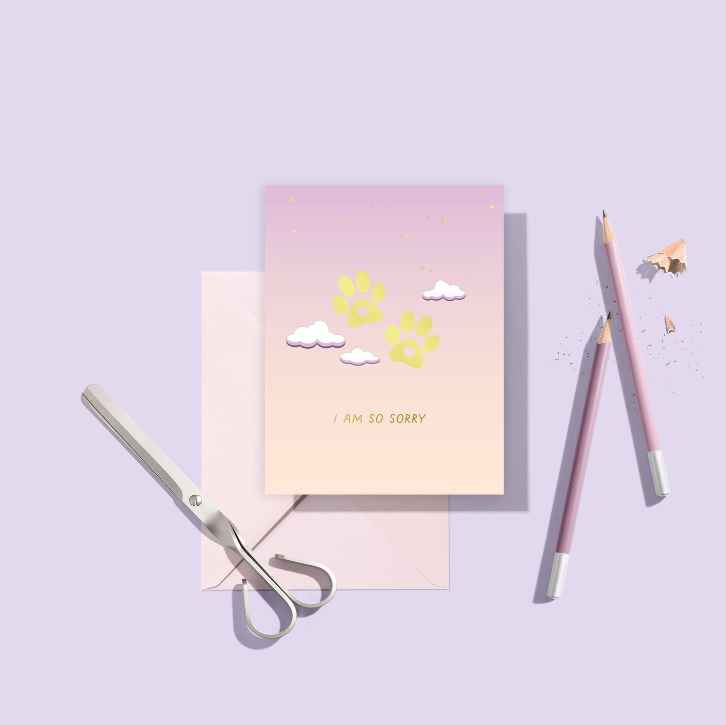 Sublime & Co. - Gold Foil I'm So Sorry Paw Prints Sympathy Card
