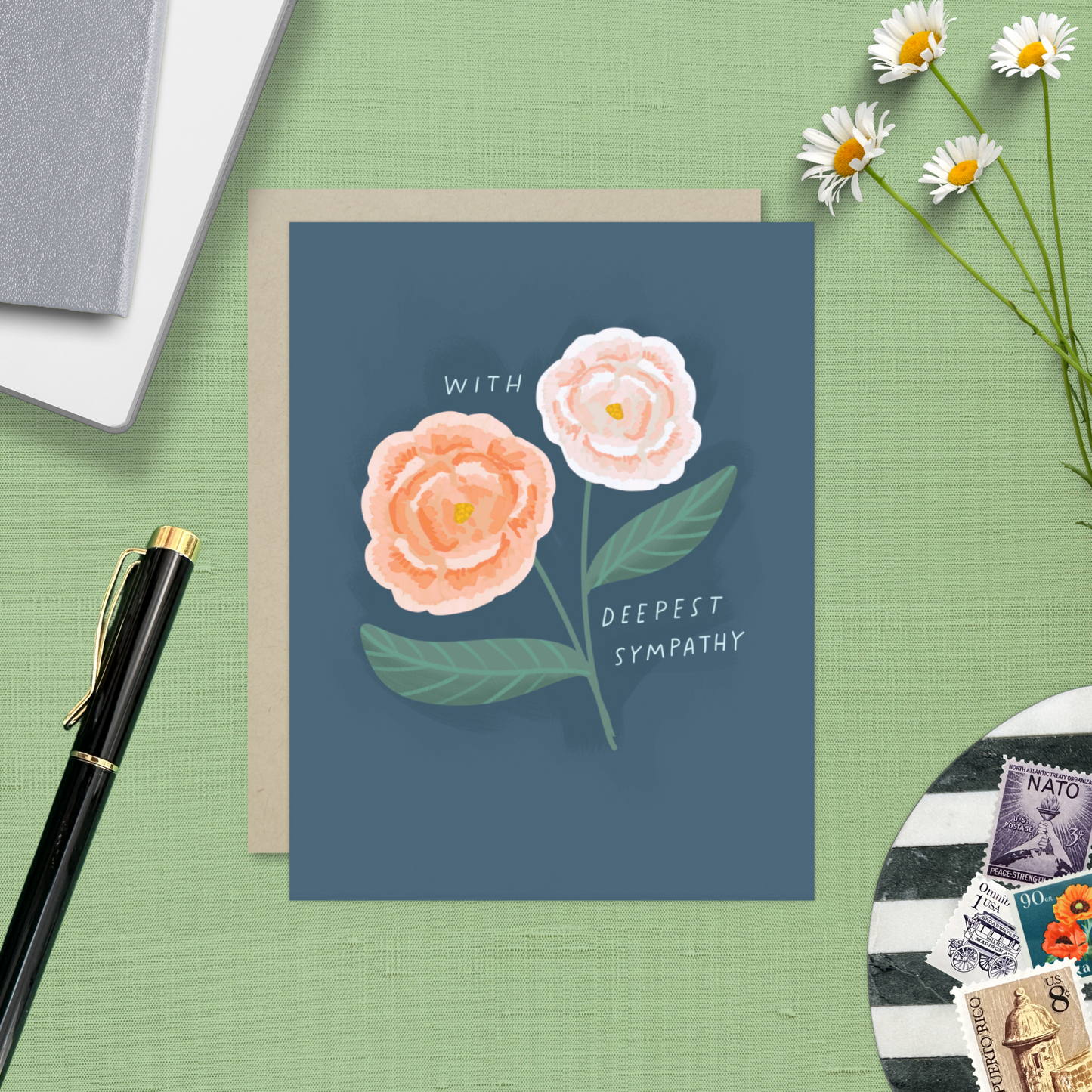 Barone and Co. - Peach Flowers Sympathy Card