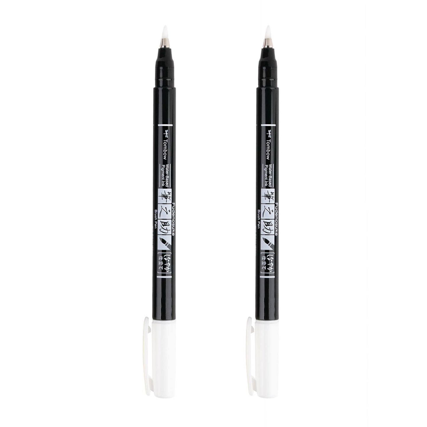 Tombow - WHITE Fudenosuke Calligraphy Brush Pens (set of 2)