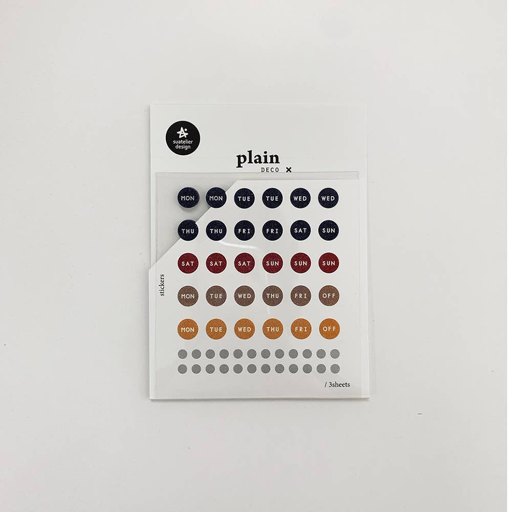 Week Day Dots - Plain.28 - Sticker Sheet