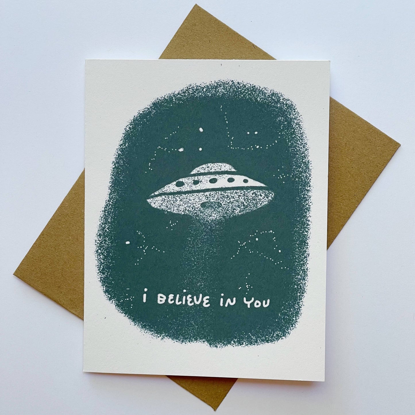 Kendra Lee Miller Art - 'I Believe in You UFO' Encouragement and Motivational Card